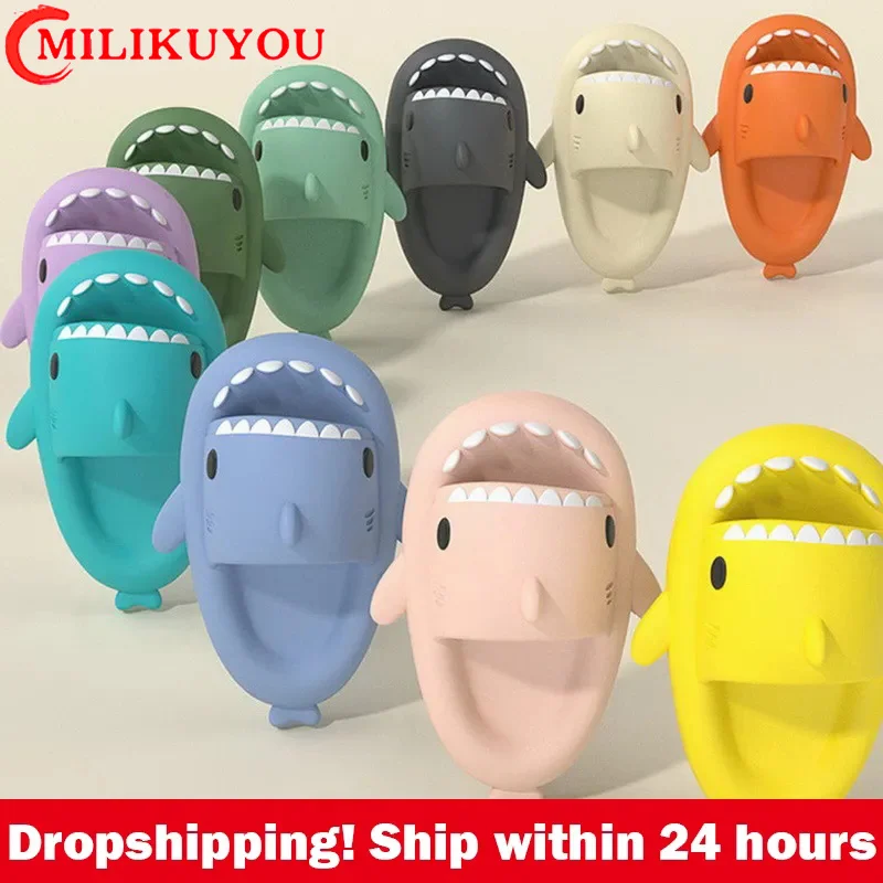 

Feslishoet Fun Shark Slippers Soft Beach Cloud 4CM Platform Women Indoor Bathroom Slides EVA Men Shoe Summer Mules Outside 36-46