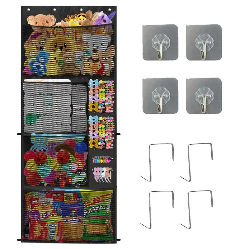 

Набивные животные для хранения с искусственной сеткой для домашних животных, угловой подвесной держатель для хранения мягких животных для детской комнаты