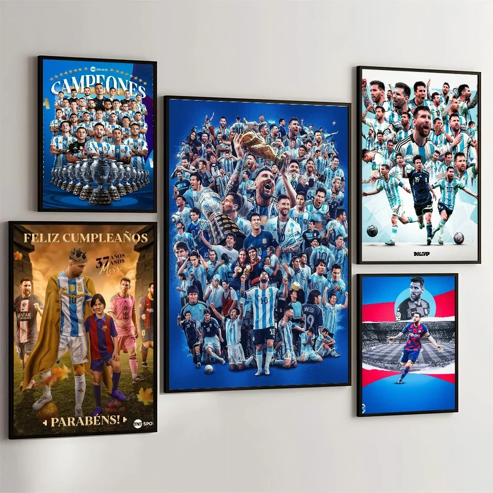 Леонель Месси постер футболиста в стиле ретро для дома кофейни гостиной спальни