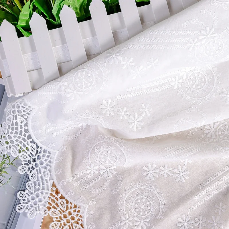 Белая полая кружевная ткань с вышивкой 100% хлопок свадебное платье модная одежда