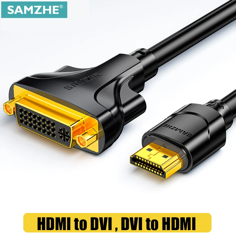 SAMZHE HDMI-совместимый с кабелем DVI Male 24 + 1 DVI-D Мужской адаптер 1080P для HD TV DVD проектора