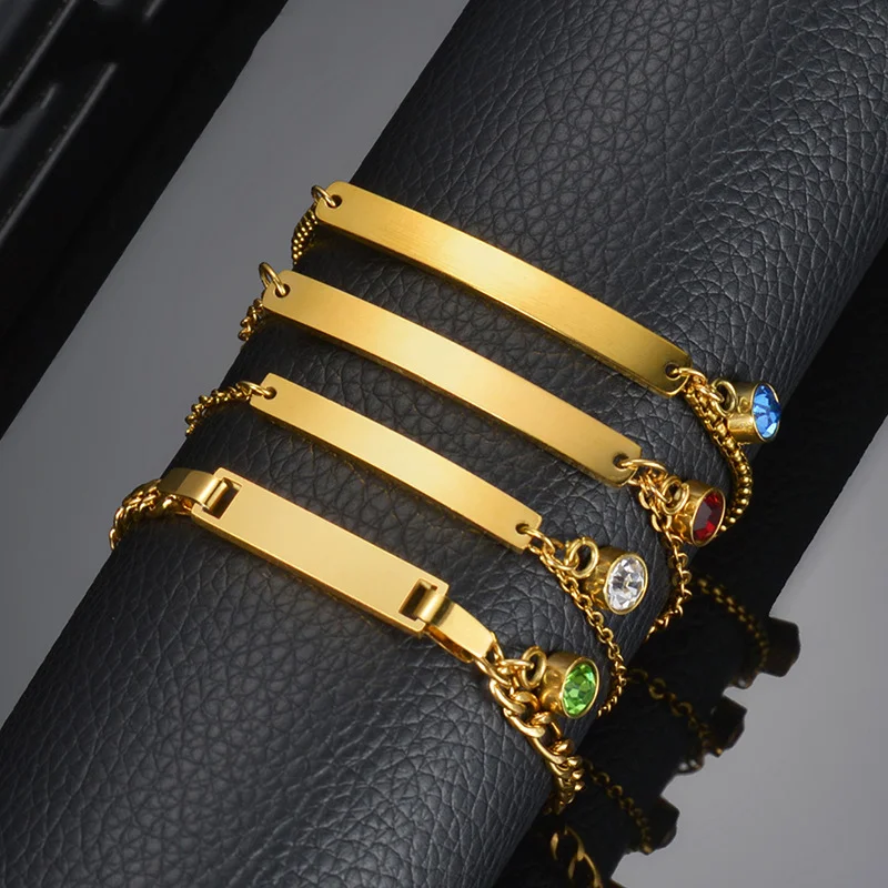 

3 метра, браслет с именем родителя и ребенка на заказ, детский браслет с камнем на день рождения, персонализированный браслет с табличкой, женский подарок из нержавеющей стали