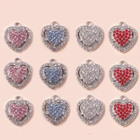 10pcs exquisite colorful zircon shining crystal love heart charms pendants for diy bridal wedding jewelry accessories