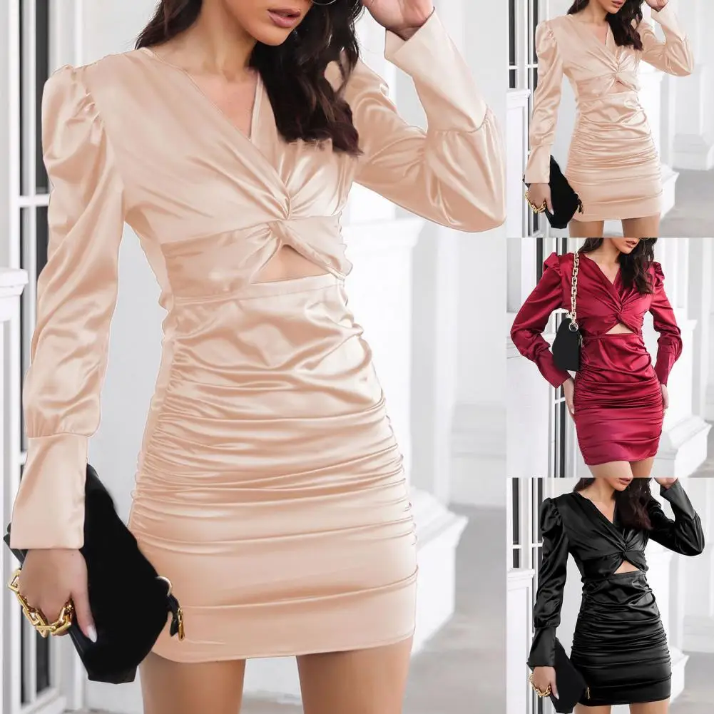 Уникальное мини-платье сексуальное однотонное платье приталенное красивое