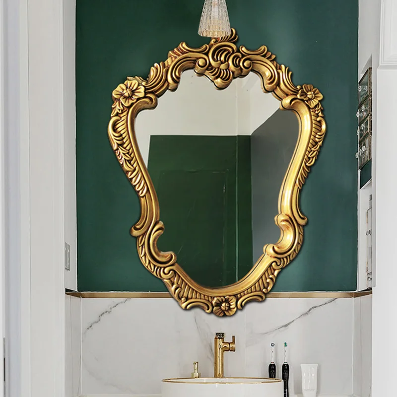 

Vintage Bathroom Mirror Aesthetic Dressing Big Toilet Gold Mirror Room Acsesories Interior Wall Specchio Home Design GPF40XP