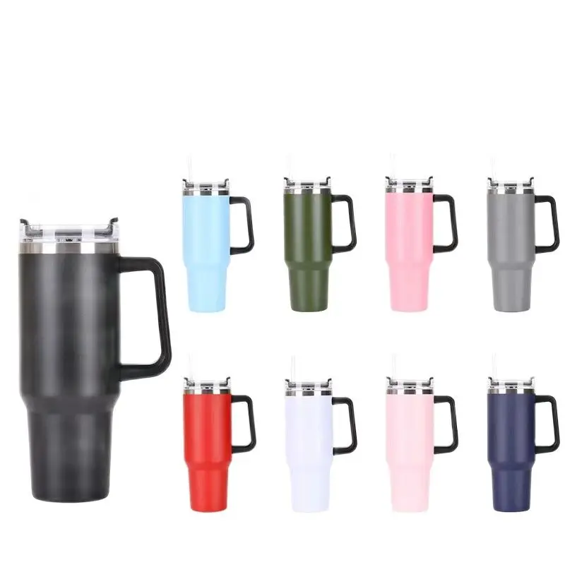 

The new large-capacity 40-ounce portable cup handle vacuum stainless steel beer cup double-decker car coffee cup travel cup