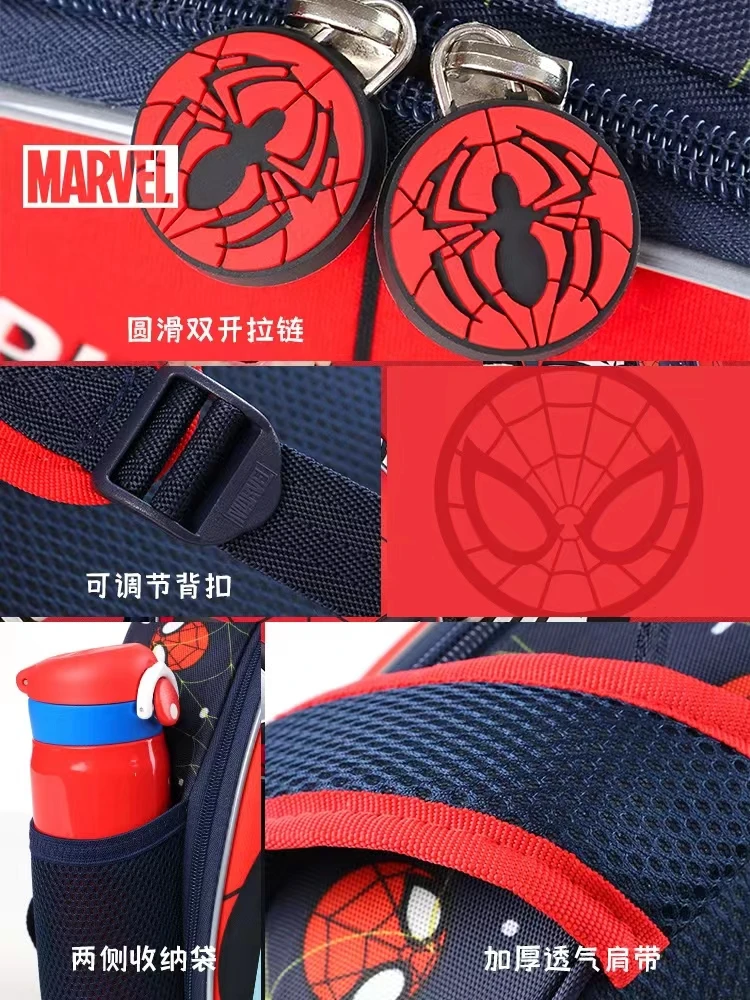 Genuine Disney  Kindergarten Backpack For Boys Spider Man Captain America Primary Student Shoulder Orthopedic Bag Mochila
