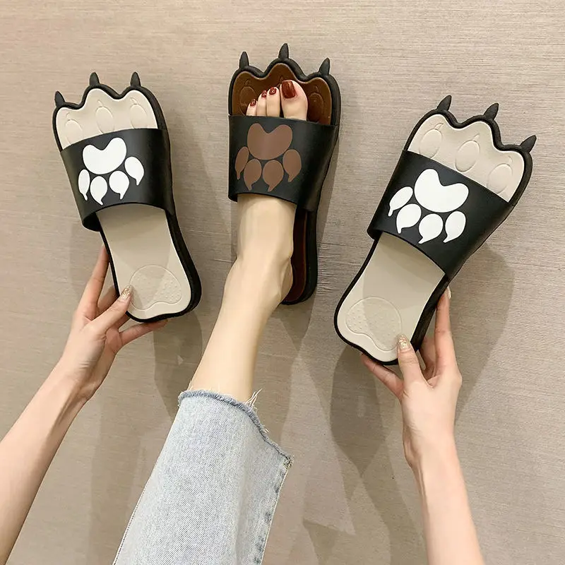 

Female Summer Cute Slippers Ladies Cat Claw Sandals Men/Women Indoor Home Shoes Casual Non-Slip Slides Girl's Fashion Flip Flops