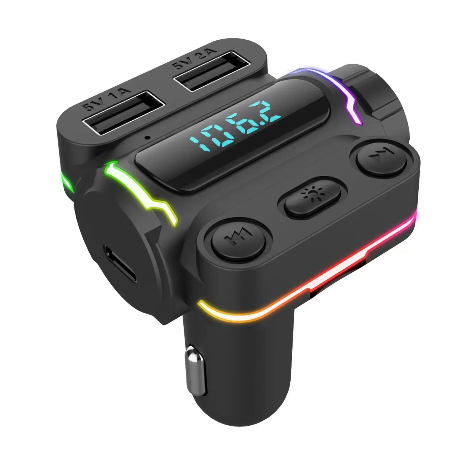 

Ambient Light Bluetooth 5.0 FM Transmitter Car MP3 Player Wireless Handsfree Audio Receiver USB Fast Charge TF U Disk Play