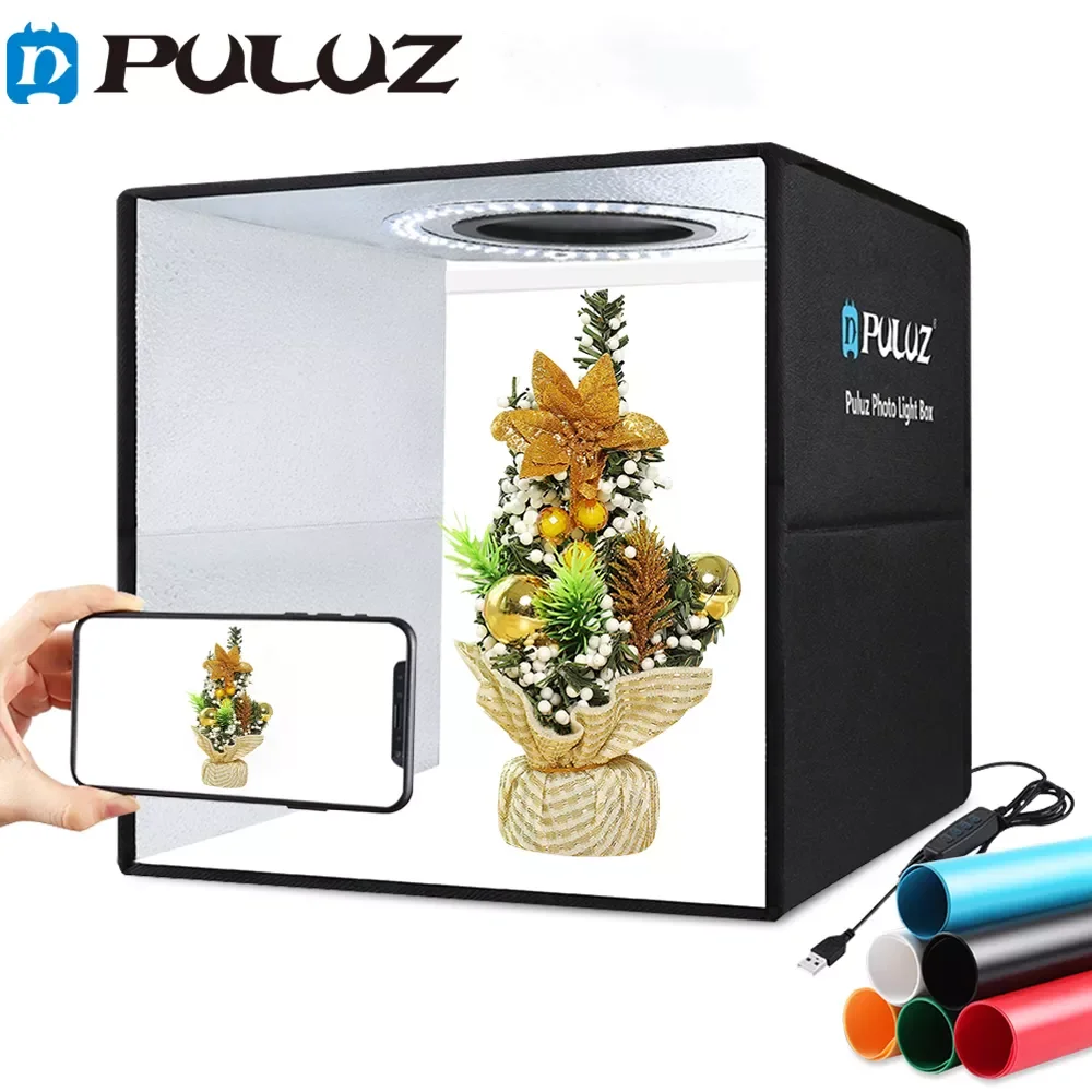 

PULUZ Photo Studio Ring LED 30cm Light Box Shooting Tent Desktop Box Kit with 6 Colors Backgrounds Photography LightBox Kits 5V