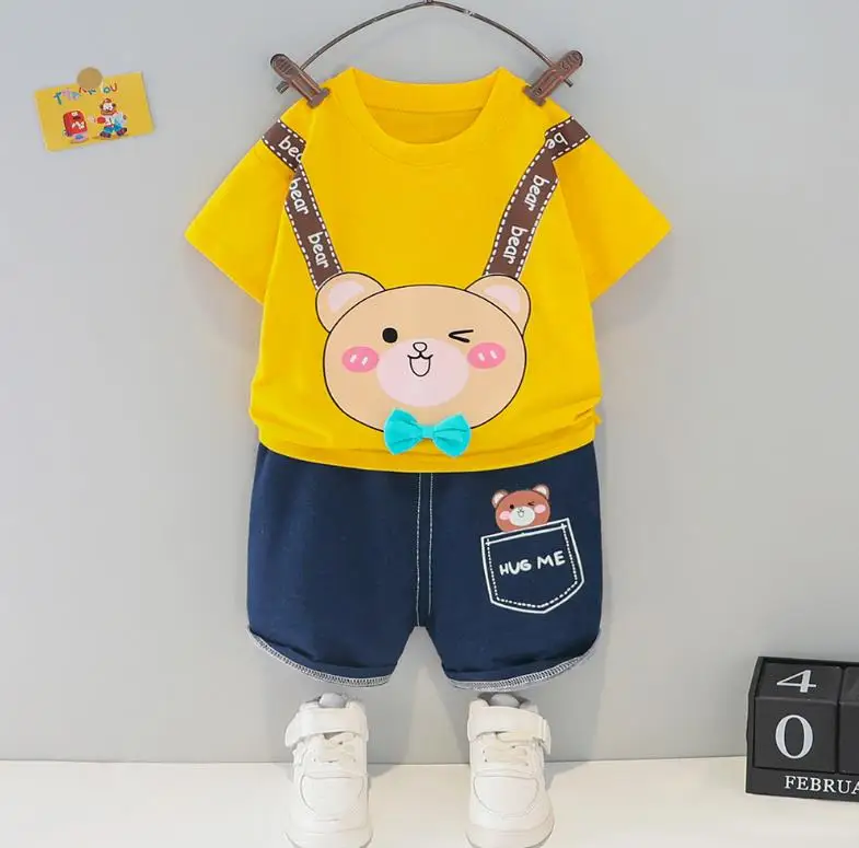 

Newborn Baby boy Girl Clothes Summer children suit Cartoon animal print T-shirts+shorts 2pcs kids bebes outfits infant clothing