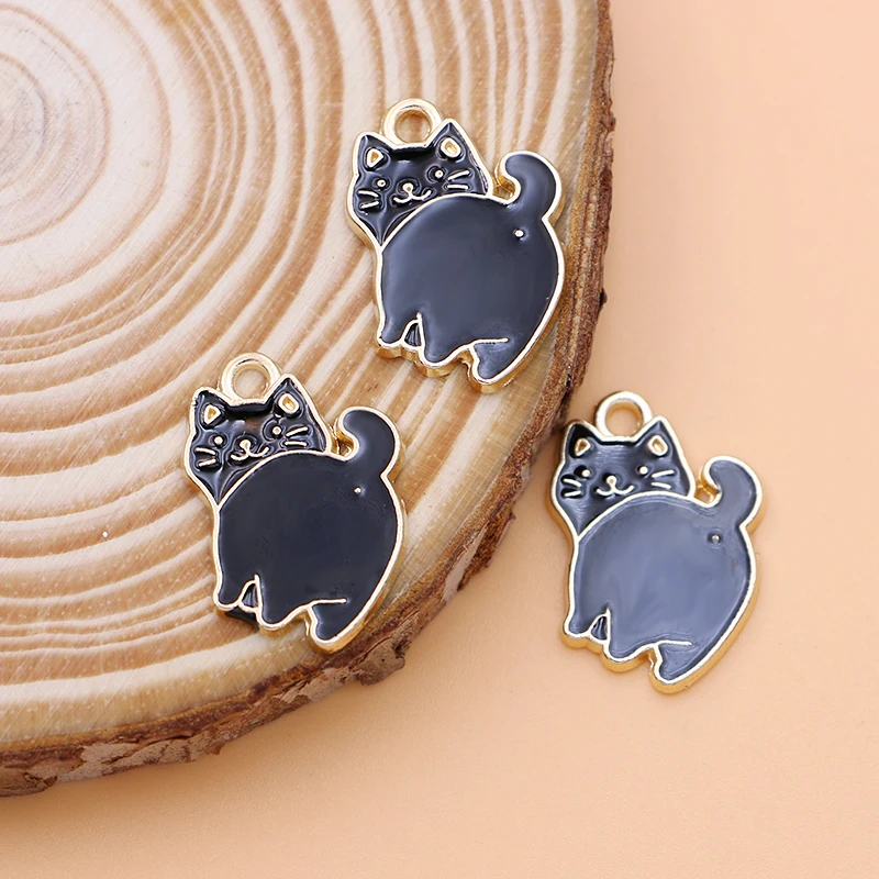 10 шт. эмалированные Подвески в виде милых кошек для самостоятельного