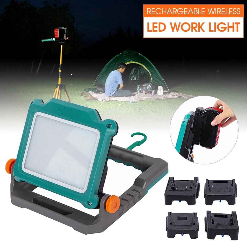 

Portable Spotlight Rechargeable LED Work Light Camping Lanterns Outdoor Lighting Flashlight for Makita Milwaukee DeWalt Bosch
