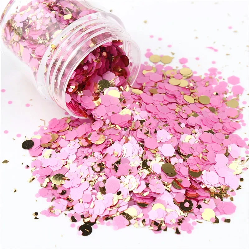 

1jar Mix Nail Art Glitter Sequins Hexagonal Pigment Powder Sequin Flakes Face Makeup Nail Accesoires For Manicure Design 10ml