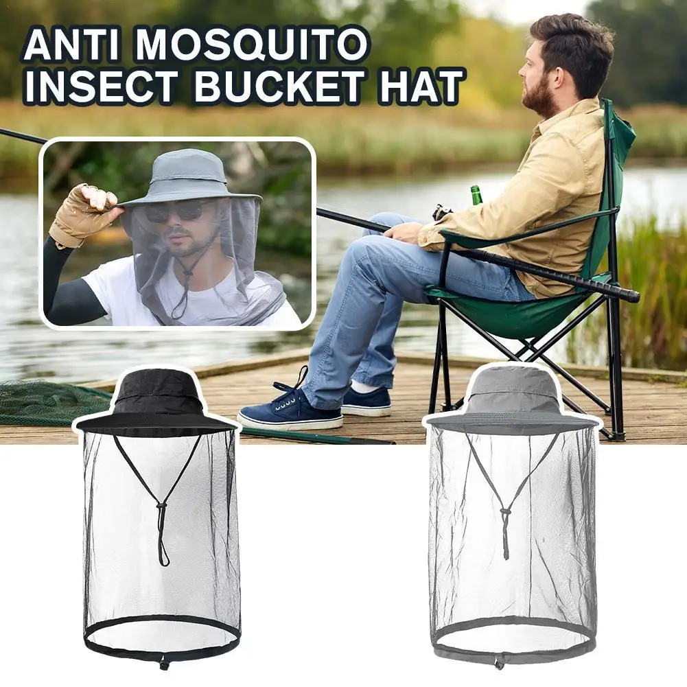 

Unisex Anti Mosquito Insect Bucket Hat Summer Outdoor Sun Men Protection Jungle Mesh Face Hat Farm Breathable Fishing Net F O5I0