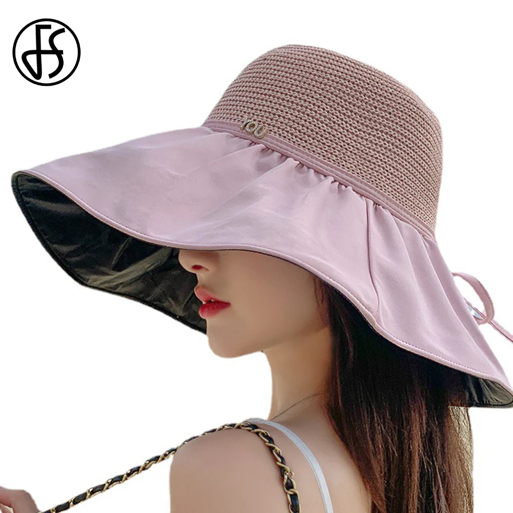 

FS Summer Big Eaves Fisherman Hats For Women Wedding Ceremony Sunbonnet Ladies Leisure Travel Versatile Breathable Visor Cap