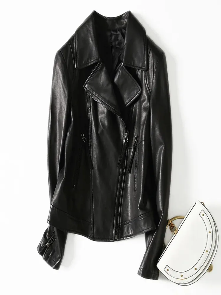 Женская куртка-бомбер из натуральной кожи Корейская весенняя овечьей шкуры