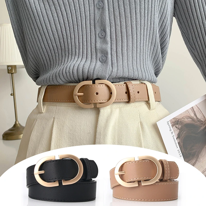 

Дизайнерские ремни для женщин, роскошный брендовый пояс для джинсов, коричневый пояс для платьев, с золотой пряжкой