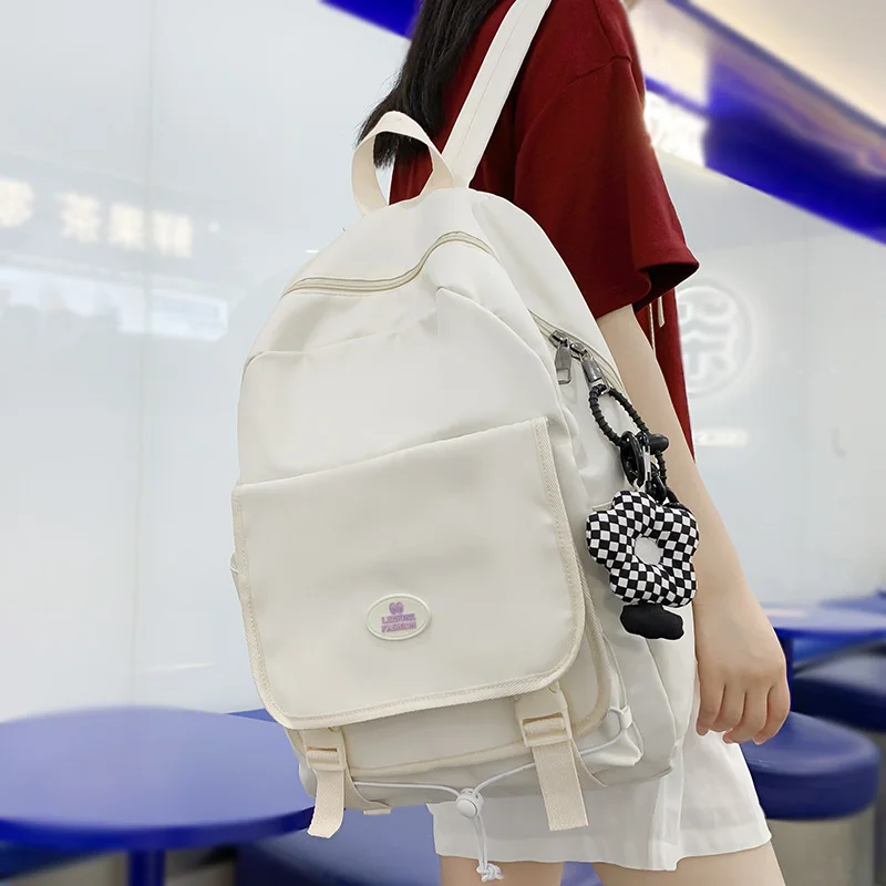 

Kawaii Girl White Waterproof School Bags Women Cute Student Backpack Fashion Female Laptop College Backpack Trendy Lady Book Bag
