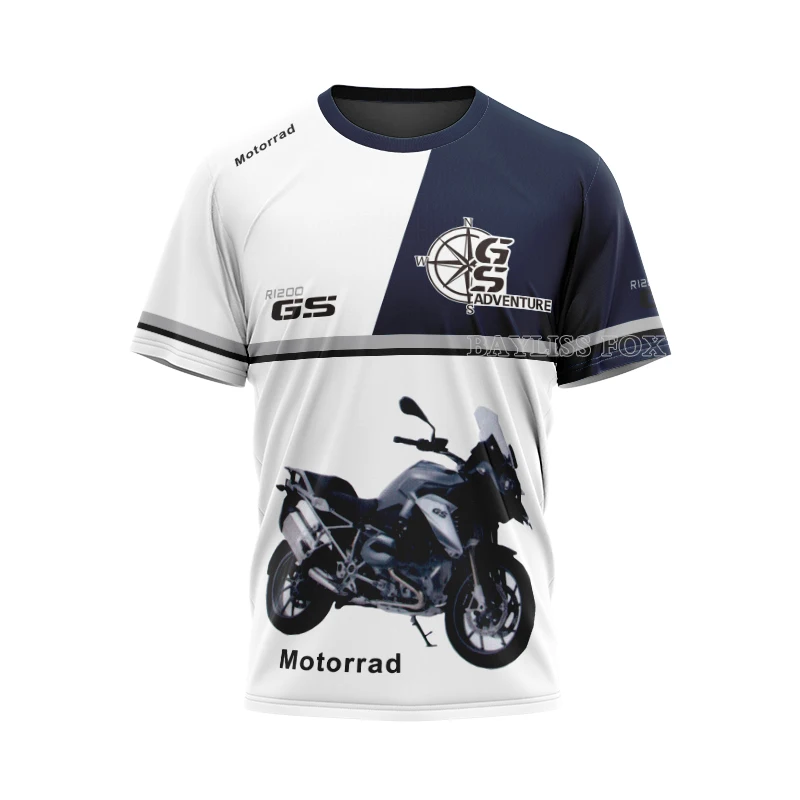 

R1200 GS White/Blue Motorcycle ADVENTURE Motos Locomotive Riding Quick Dry For BMW Motorrad Motocross Summer T-shirt Mens