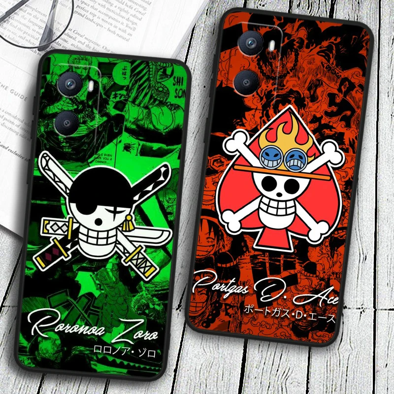 O-One P-Piece Logo Tpu черный чехол для OPPO A98 A96 A94 A74 A72 A57S A55 A53S A15S A16K A5 2020