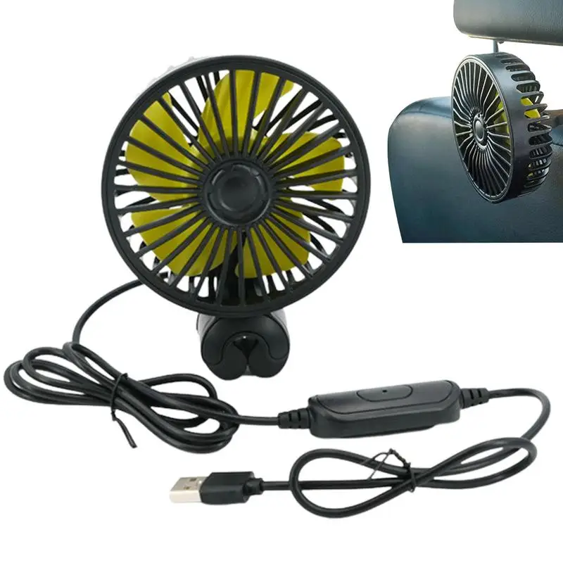 

Electric Car Fan Car Fans With 3-level Speed Regulation 3 Speed Automobile Fan With USB Charging Cable For Truck Van SUV