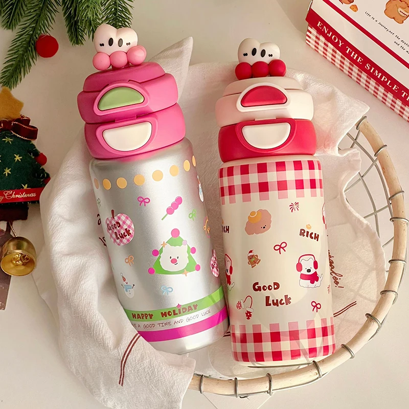 1000 мл термос для воды девочек чашка кофе со льдом и ручкой соломенный стакан