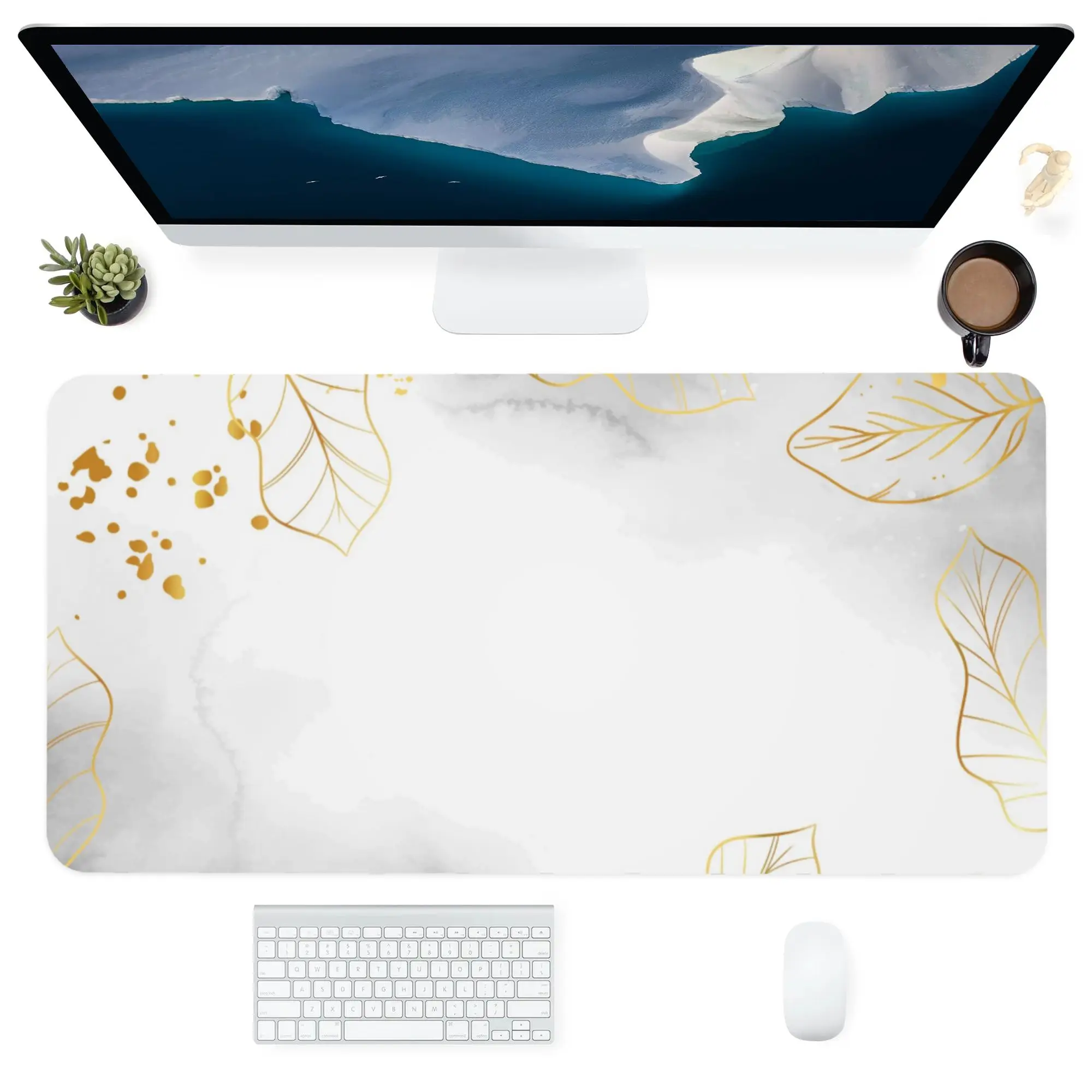 

Mouse Pad Computer Office Supplies Accessories Kawaii Large Square Customized Personalized Desk Mats White Ink Painting Pattern