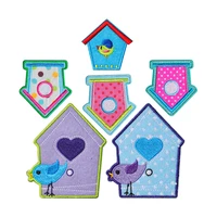 100pcslot cartoon embroidery patch bird cage nest love house heart clothing decoration accessory backpack diy iron applique