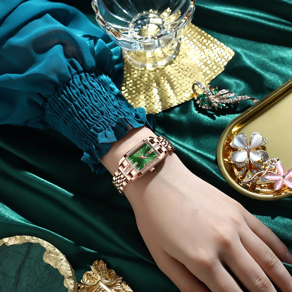 Women’s Watches High Quality Diamond Watch for Women Luxury Fashion Rectangle Waterproof Stainless Steel Quartz Wristwatch reloj enlarge