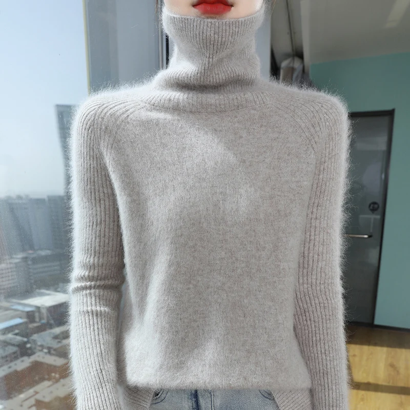 Свитер из 100% норкового кашемира женская одежда вязаный пуловер с лацканами