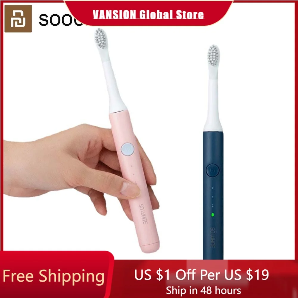 

Зубная щетка электрическая Soocas SO WHITE звуковая водонепроницаемая, IPX7, Индуктивная зарядка, вибрация