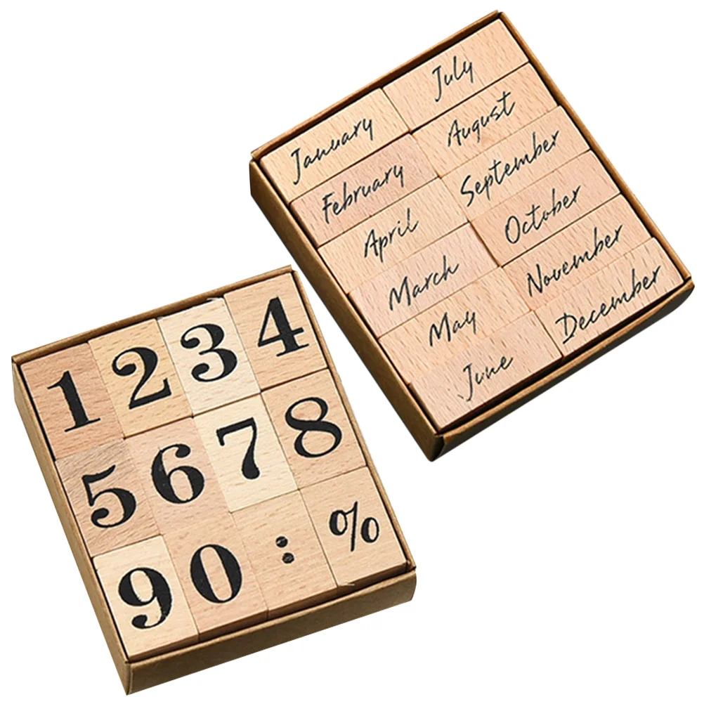 

24 Pcs Office Decore Journaling Small Number Wood Craft Wooden Scrapbook Scrapbooking Office