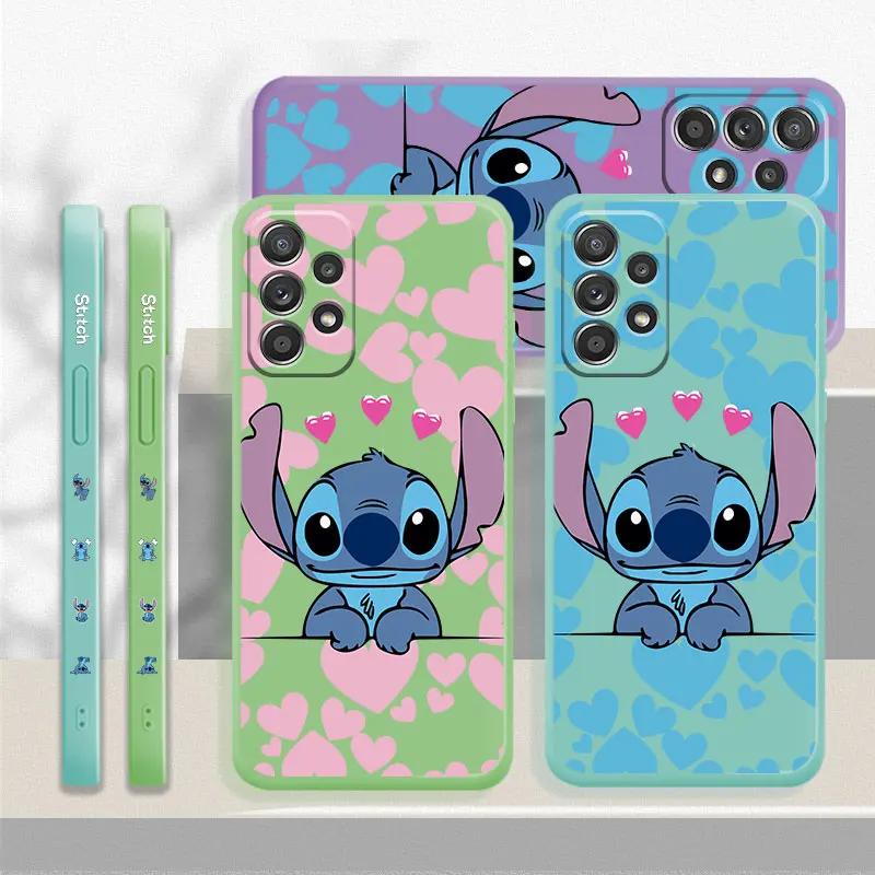 

Rubber Square Liquid For Samsung A02s A12 A32 4G A51 A72 A52 A71 A41 A21s A31 A52s 5G A22 A23 A53 A03s A13 Stitch Etui Coque