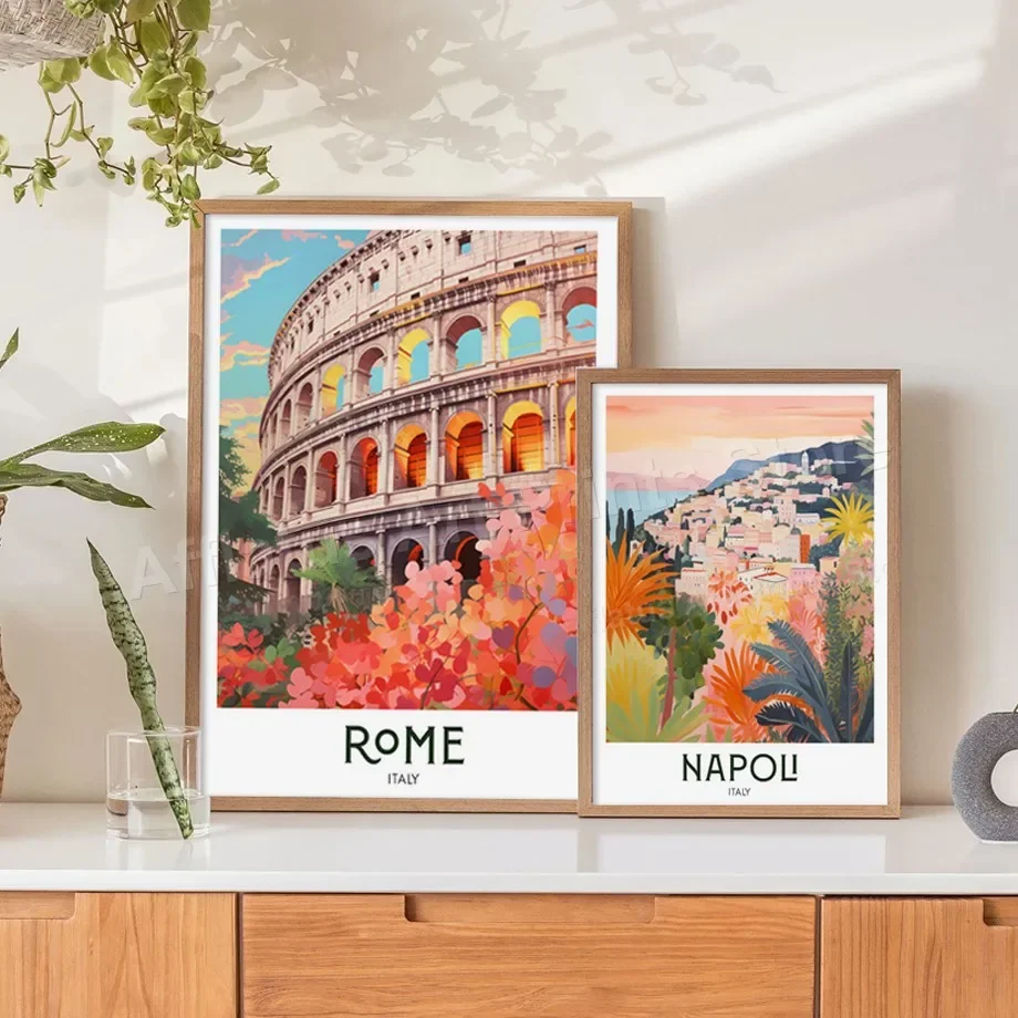 Италия Рим Милан Германия Берлин Нидерланды Амстердам путешествия ретро плакаты