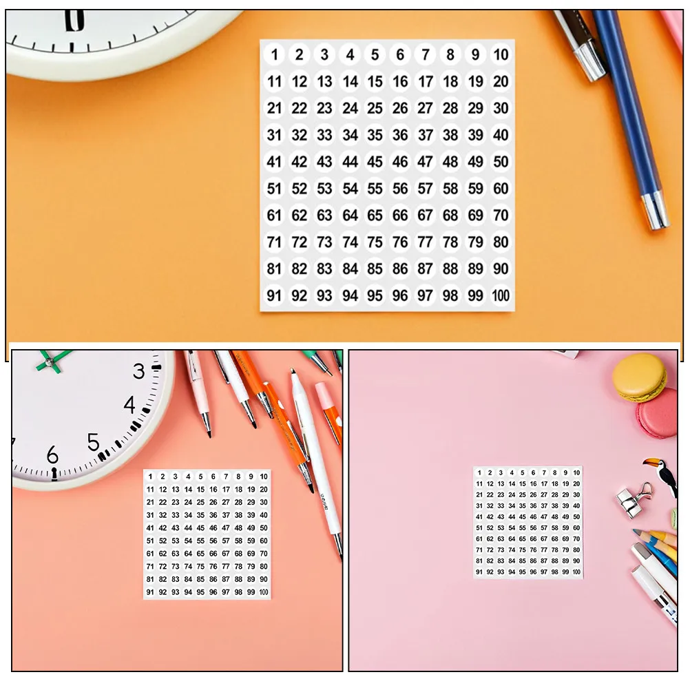 Фото 2500Pcs Number Stickers 1-100 Consecutive Colored Round Self-Adhesive Labels for Classroom Office Storage Organization №4