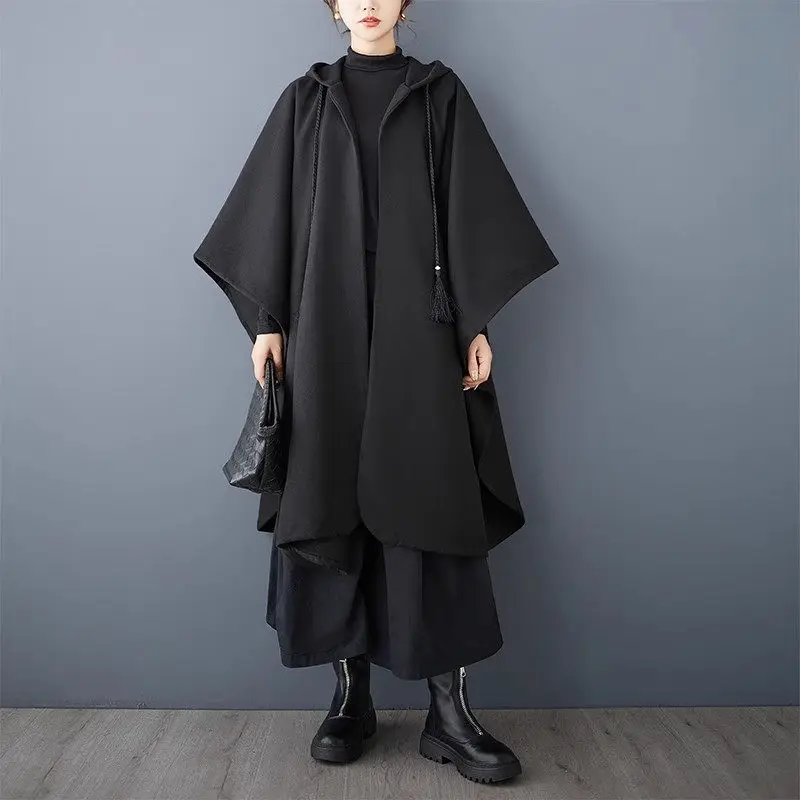 Ветровка 2024 осень и зима новая свободная накидка большого размера темная