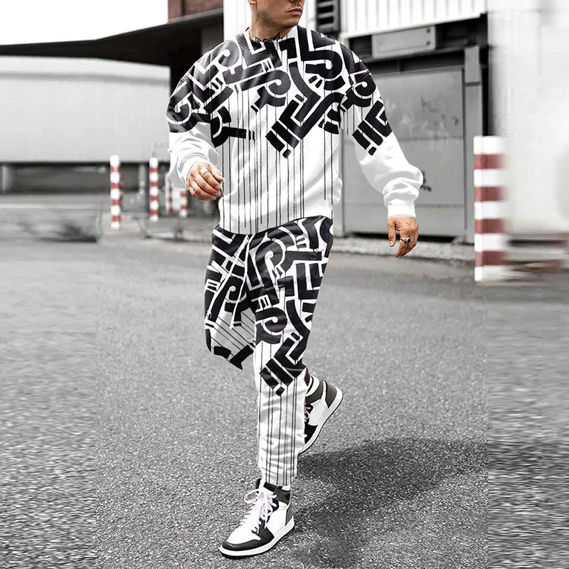 

Long Sleeve Hoodie+Long Pant Suits Men Autumn Winter Outfit StreetwearNEW 2022 Mens Casual Jogging Two Piece Sets Fashion Print