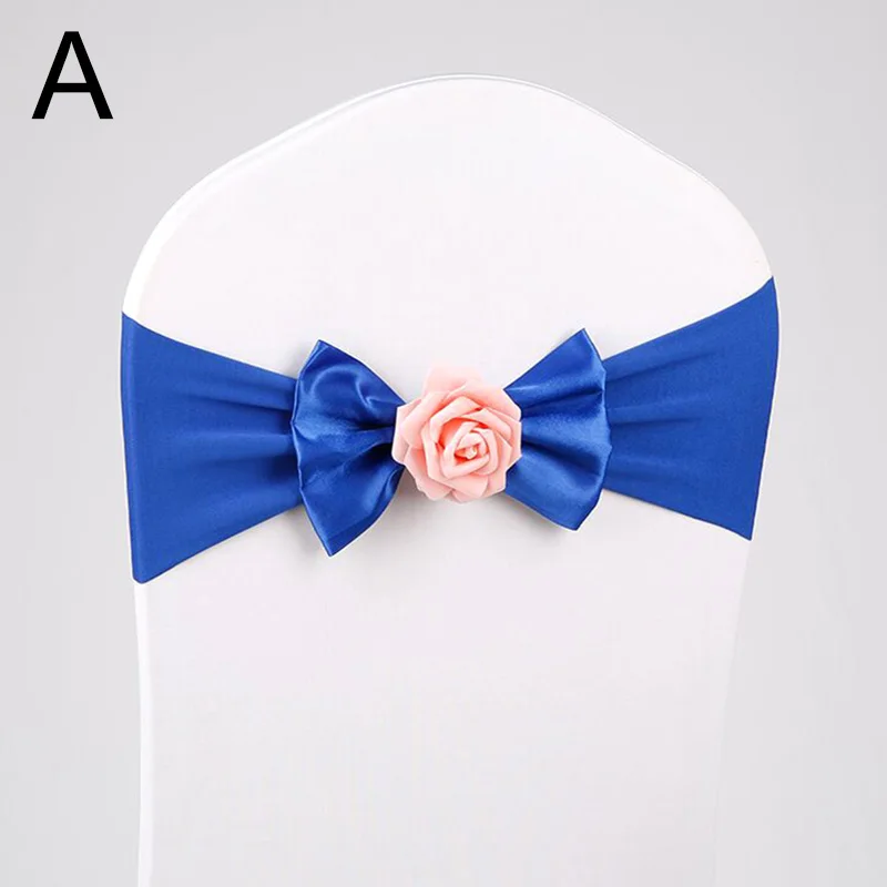 

1PC Chair Knot Chair Bands Chair Sashes Banquet Event Decor Bowknot Flower Grandly Stretch Wedding Party Supplies