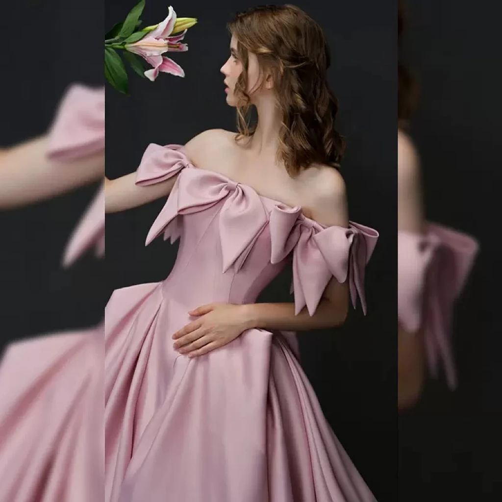 

Dusty Pink Bow Cocktail Dresses Sleeveless Strapless A Line Slim Customize Bridal Engagement Party Evening Gowns Vintage 2023