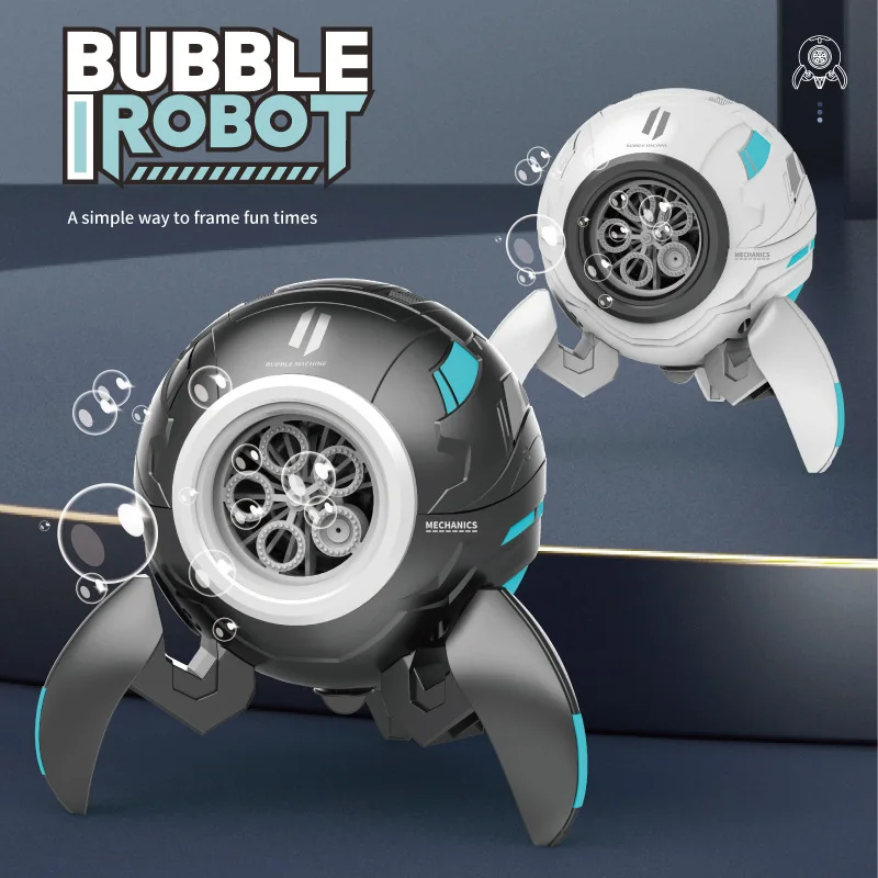 

Sci-fi Mecha 5Holes Bubble Machine Electric Light Music Blowing Bubbles Spaceship Summer Party Toys For Girls Boys Gifts Outdoor