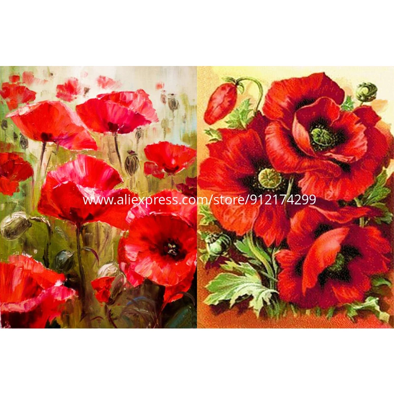 ROAMILY, алмазная живопись, цветы, красивая, полностью круглая Алмазная вышивка своими руками, Мак, полная, Новое поступление, украшение для стен дома