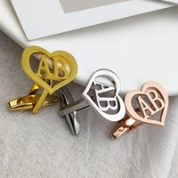 new personalised fashion man shirt cufflinks custom name initials heart cufflinks stainless steel letters buttons jewelry gifts