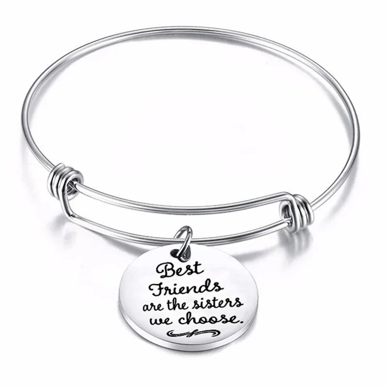 

Модный женский браслет с шармами из нержавеющей стали, регулируемый браслет с ярлыком, аксессуары для женщин