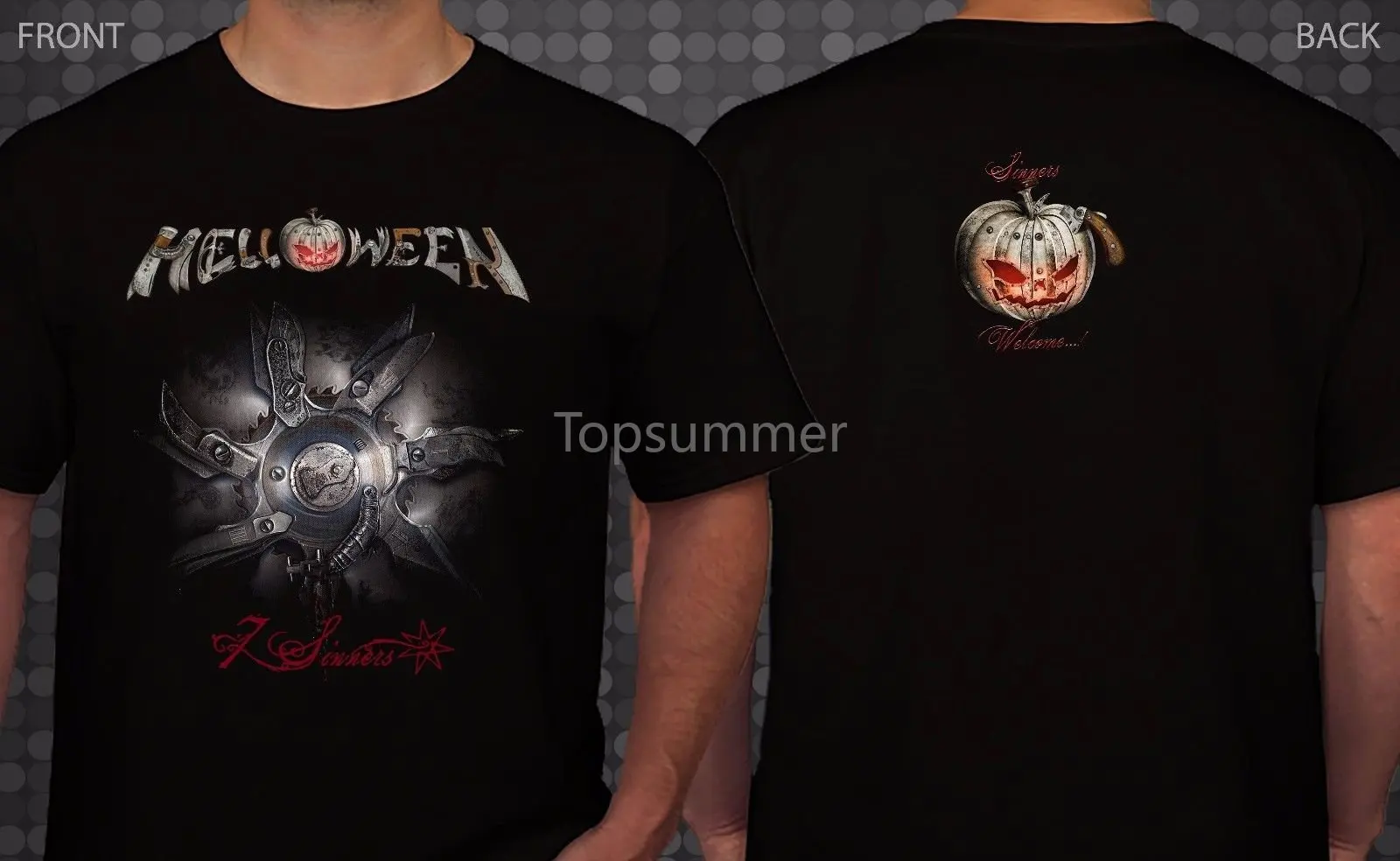 

Helloween 7 Sinners German Heavy Metal Band T Shirt Sizess To 3Xl New Design Cotton Male T Shirt Designing Top Tee