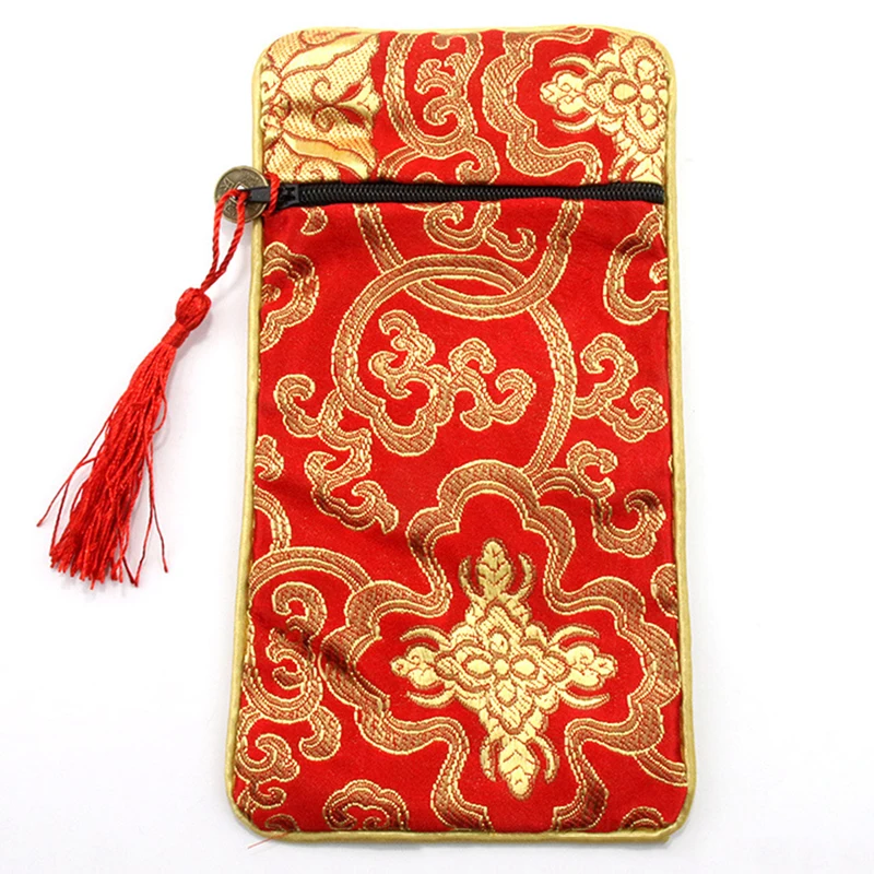Ethnic Style Retro Dragon Wealthy Flower Brocade Empty Pouch 10 19cm Temperament Classic Jewerly Scripture Book Storage Bag New images - 6