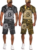 summer fashion 3d bitcoin print tops shorts suit oversized casual short sleeved set trend o neck mens sportswear tracksuit