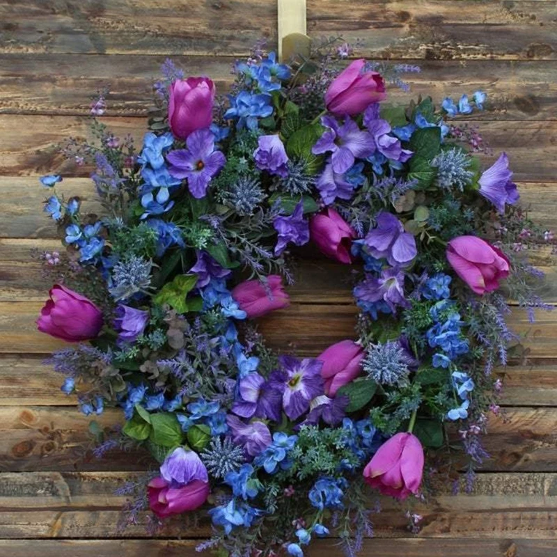 

18 ''Круглый венок Пасхальный венок сезонный фестиваль пластиковое украшение для сада вечеринки реквизит цветочное кольцо для входной двери