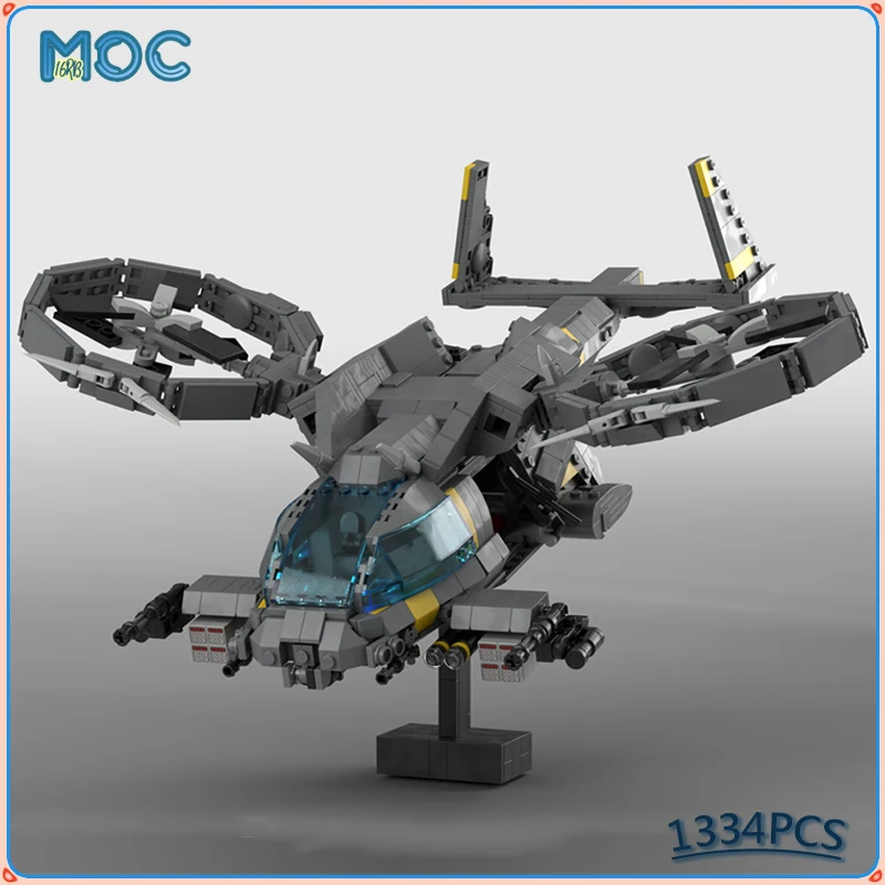 

Movie Series MOC Building Blocks Helicopter SA-9 Kestrel Gunship Plane Fighter Morden Warplane Sets Toys for Birthday Xmas Gifts