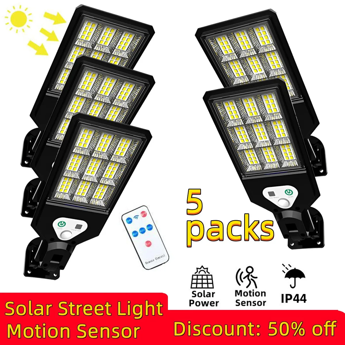 

Solar Street Lights Outdoor Waterproof Motion Sensor LED Wall Lamp with 3 Lighting modes Remote Control Solar Flood Light 2022